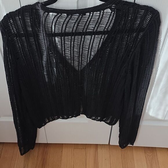 Black Sheer Knit Cardigan The Work Shop Size L - Picture 5 of 5